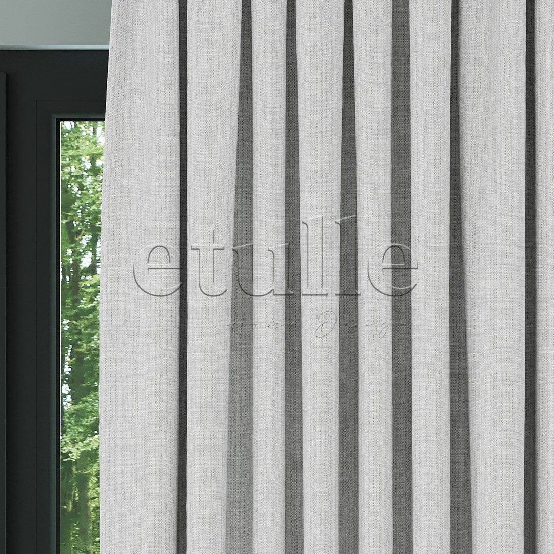 Cream Linen Pattern Effect Draped Background Curtain | Ezri