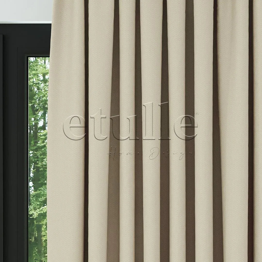 Krem Modern Balık Sırtı Desenli Fon Perde | Cirrus