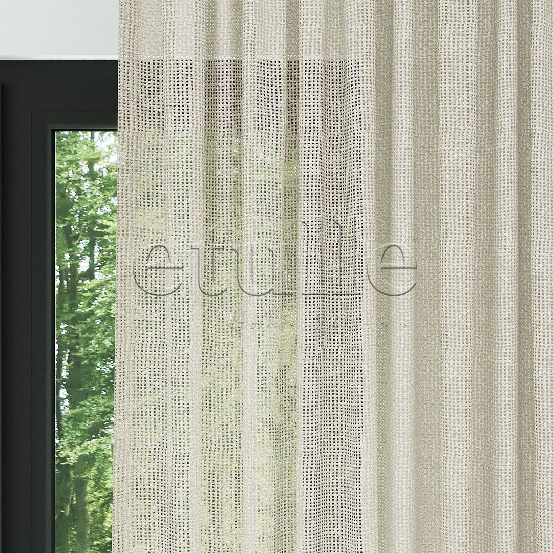Cream Modern Thick Straw Decorative Net Flat Tulle Curtain | Sway