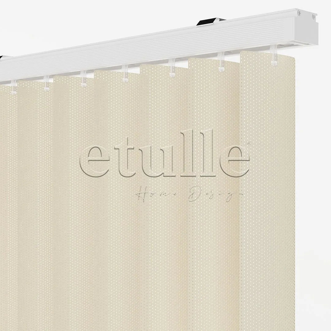 Krem Oval Perfore PVC Dikey Perde