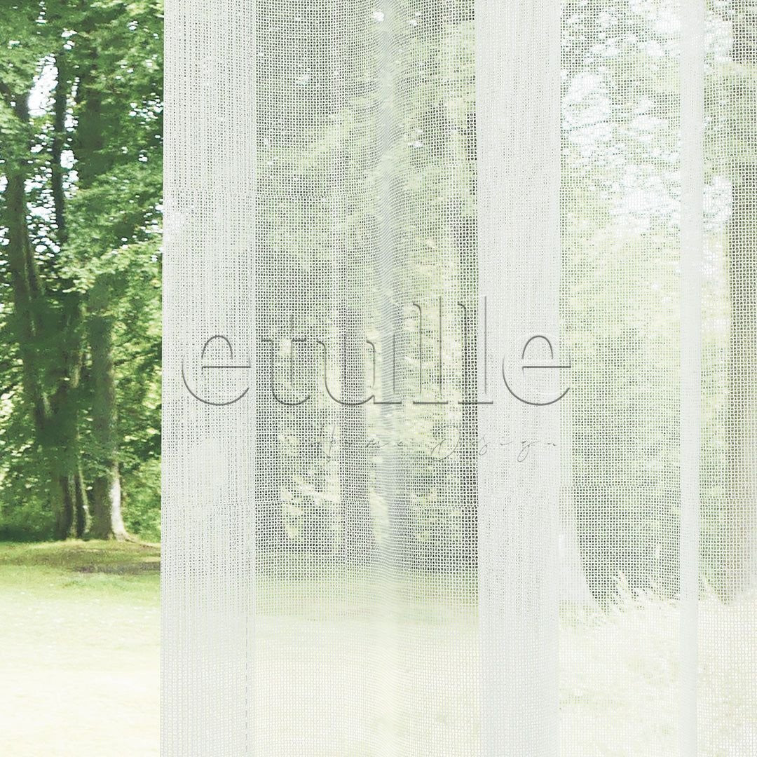 Cream Shiny Honeycomb Pattern Plain Tulle Curtain | Della