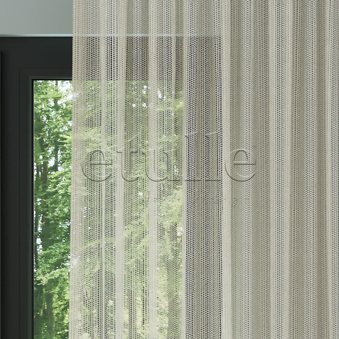 Cream Trendy Square Mesh Knit Plain Tulle Curtain | Dusk