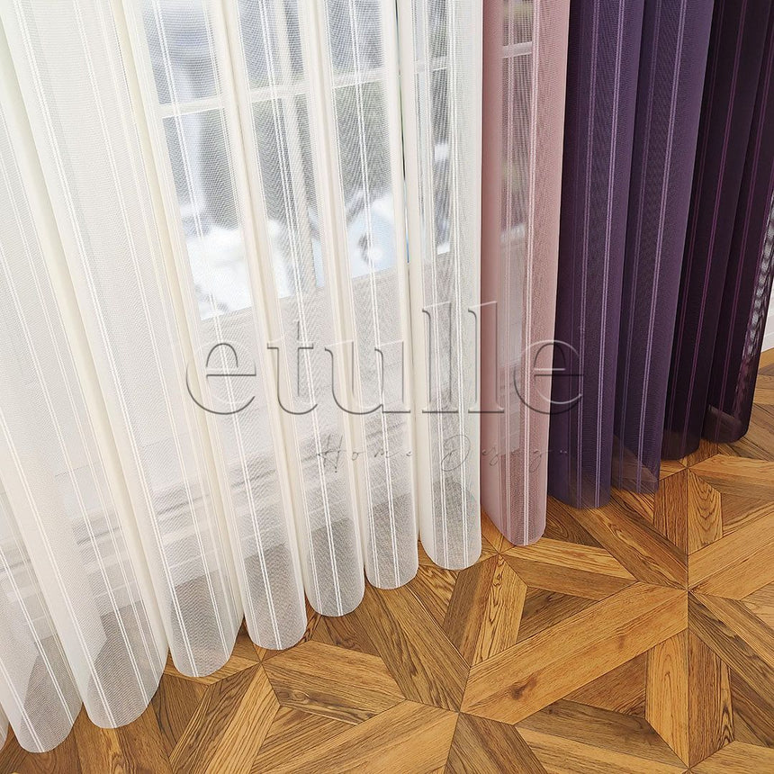 Lisbon - Striped Vertical Tulle Curtain