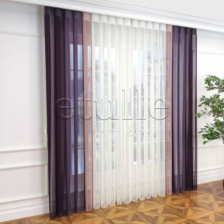 Lisbon - Striped Vertical Tulle Curtain