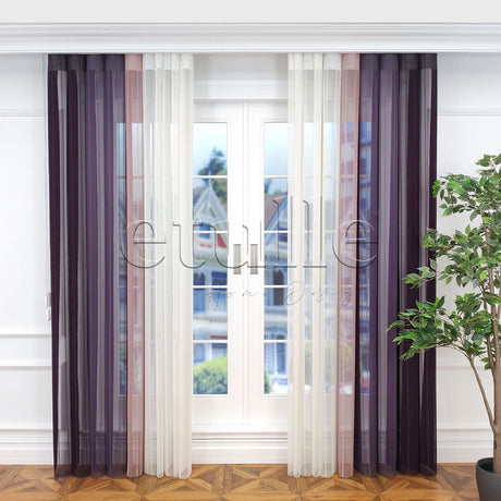 Lisbon - Striped Vertical Tulle Curtain