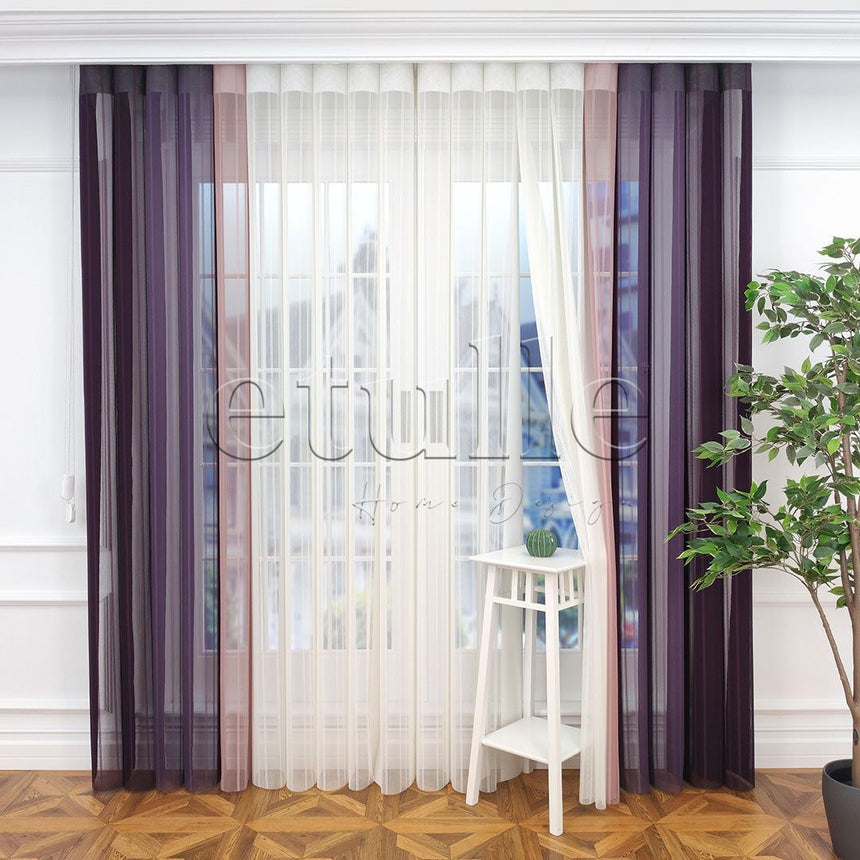 Lisbon - Striped Vertical Tulle Curtain