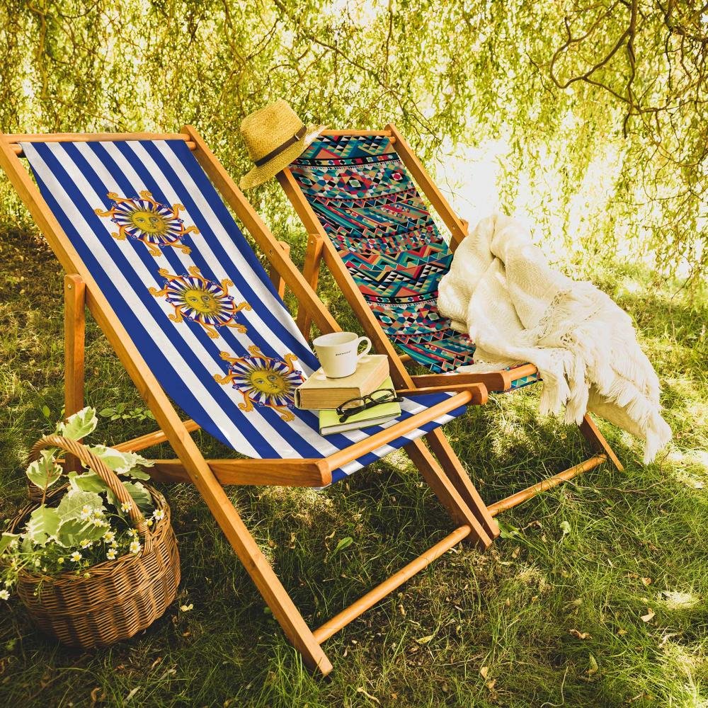 Blue Striped Foldable Sun Lounger - SZL05