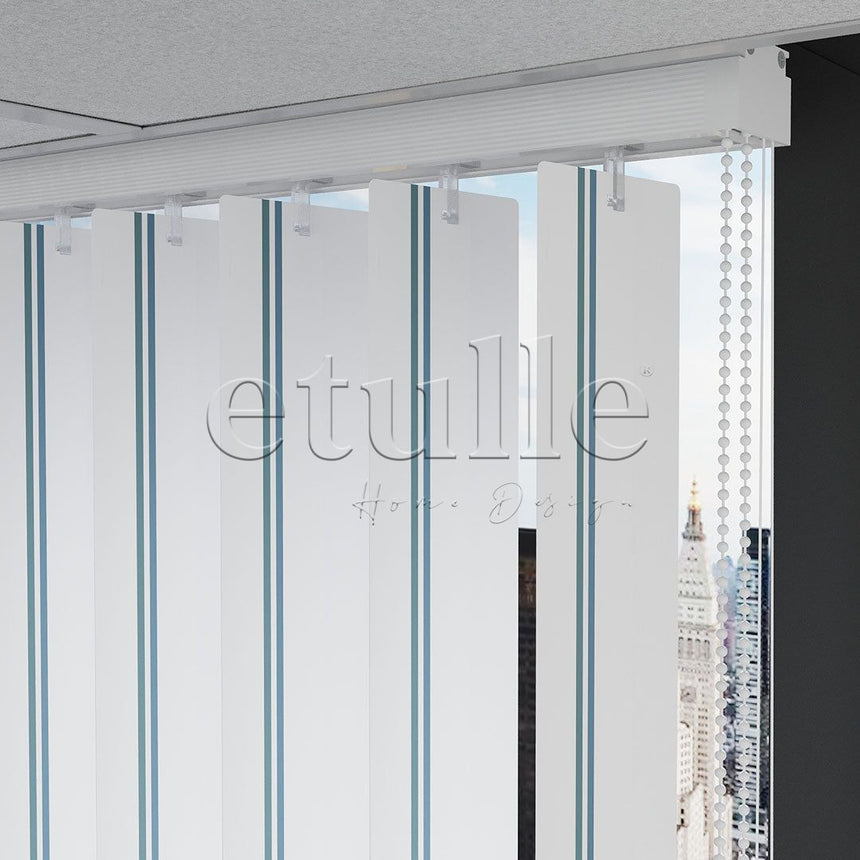 Blue Striped PVC Vertical Blinds