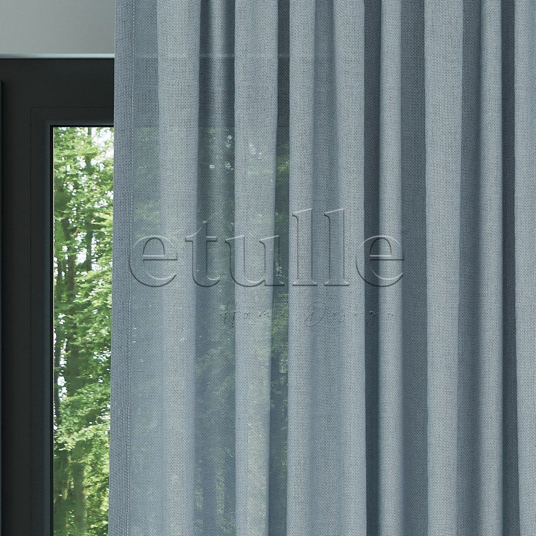 Blue Bright Plain Textured Tulle Curtain | Jasper