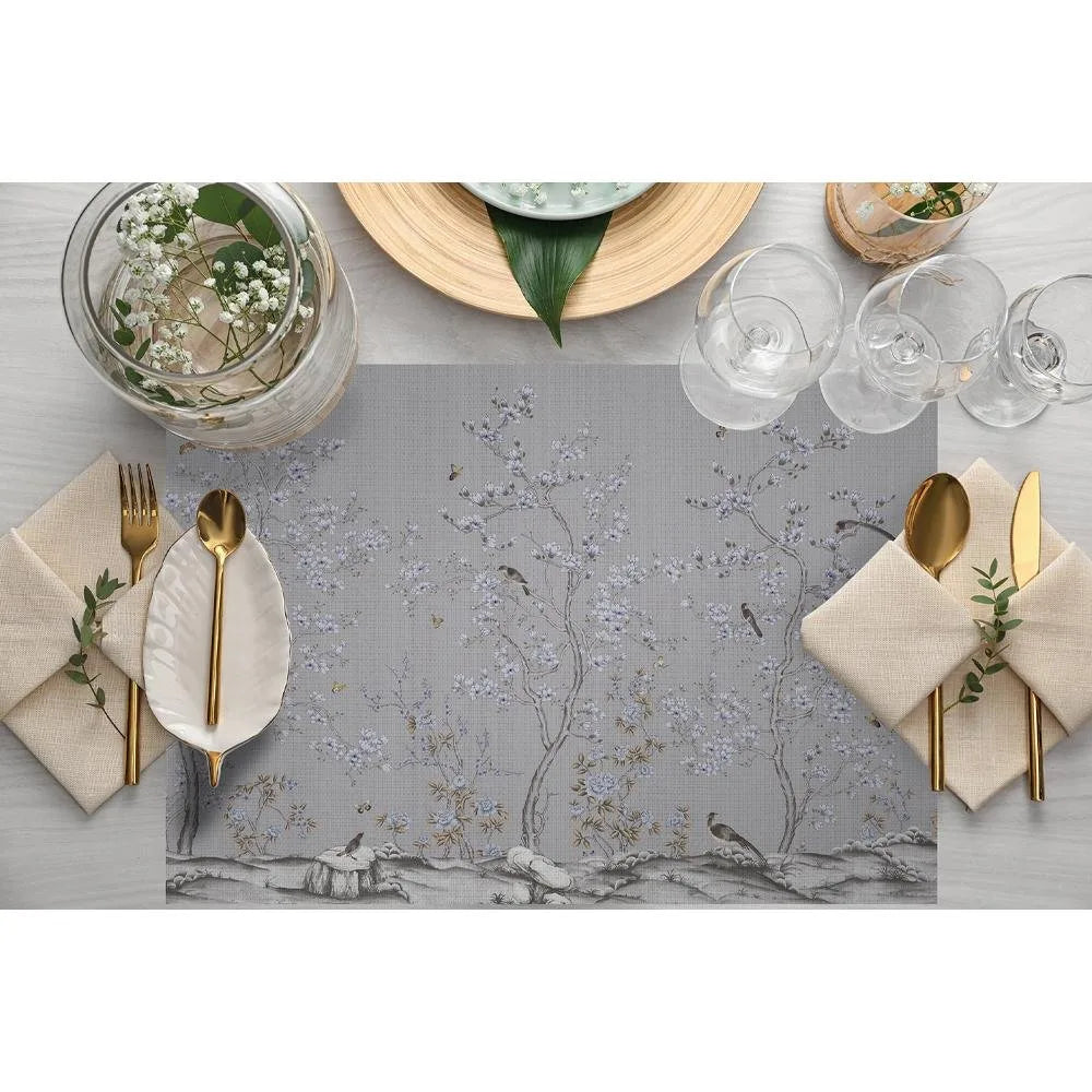 Mini Çiçek Tasarımlı Kumaş Amerikan Servis 4'lü Set 35X50CM