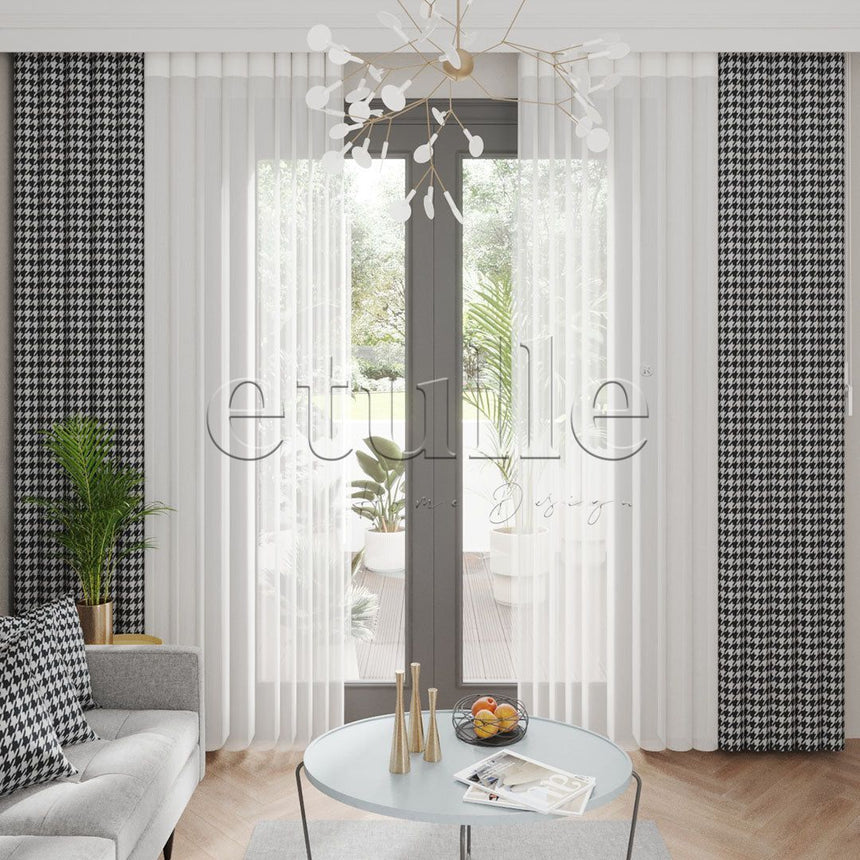 Mono - Printed Vertical Tulle Curtain