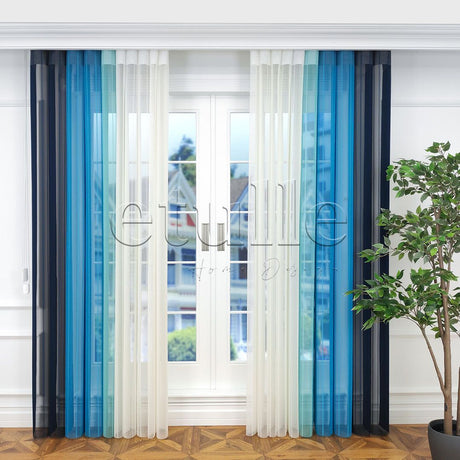 Monaco - Striped Vertical Tulle Curtain