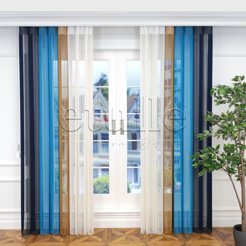 Napoli - Striped Vertical Tulle Curtains