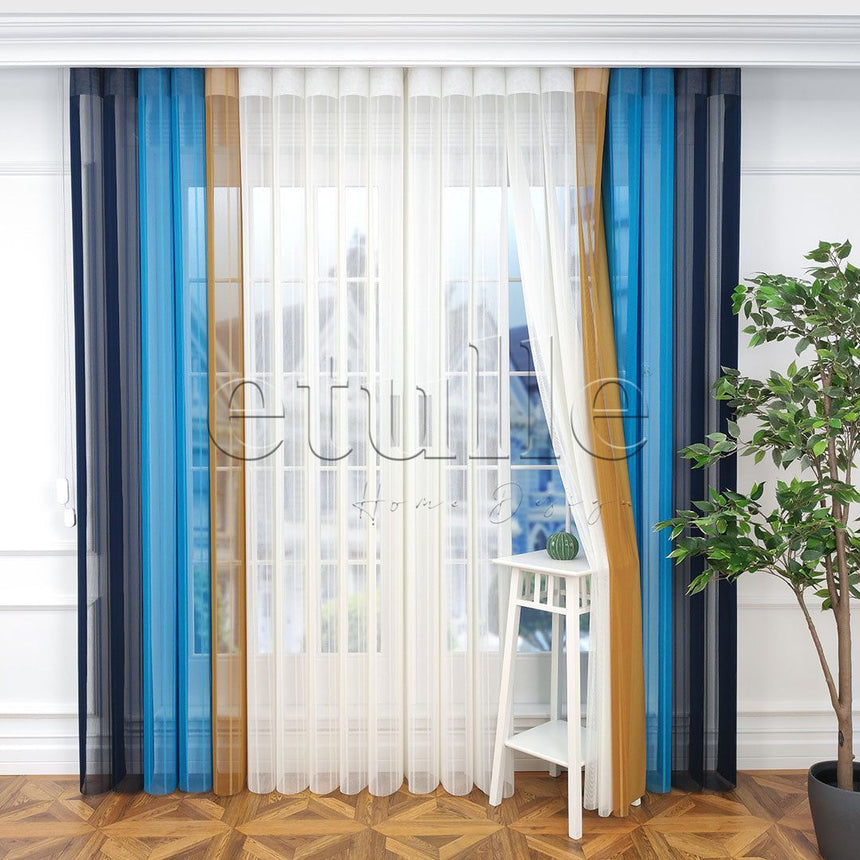 Napoli - Striped Vertical Tulle Curtains