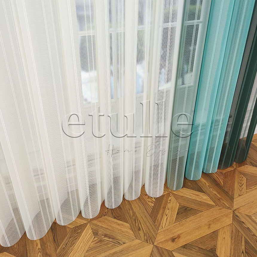 Palm - Striped Vertical Tulle Curtain