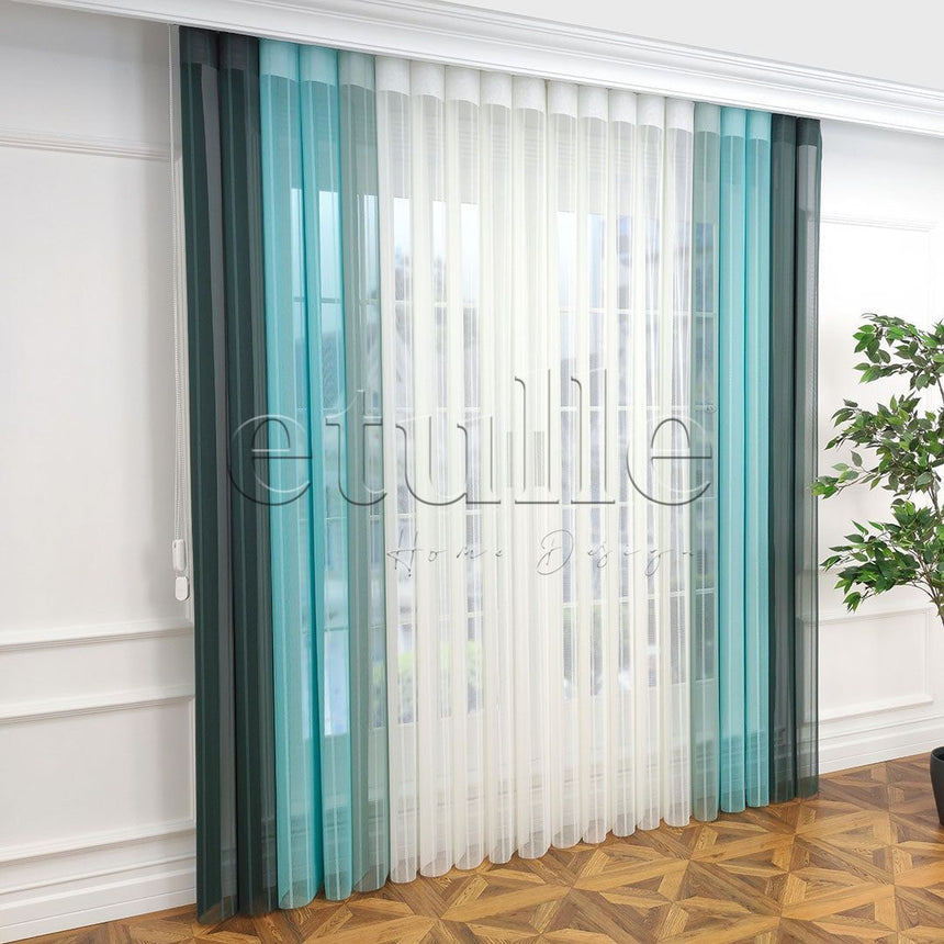 Palm - Striped Vertical Tulle Curtain