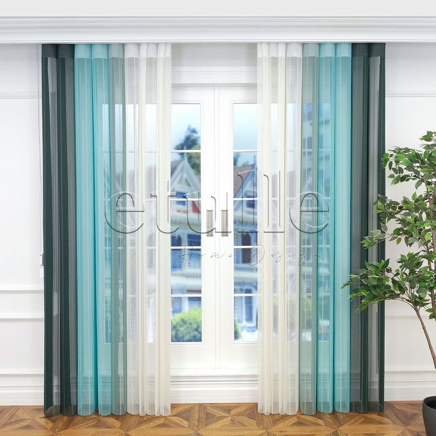 Palm - Striped Vertical Tulle Curtain