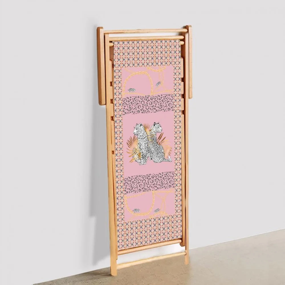 Pembe Leopar Tasarımlı Katlanabilir Şezlong - SZL24