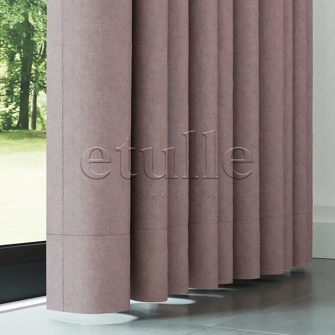 Pembe Mat Fitilli Kadife Fon Perde | Elvey