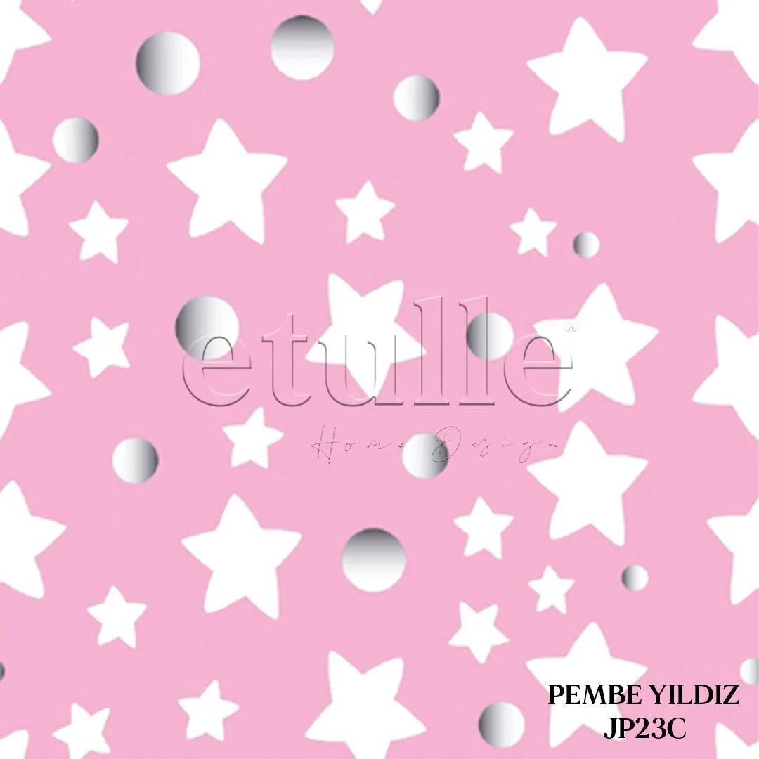 Pembe Yıldız - Çocuk Odası Dikey Tül Perde