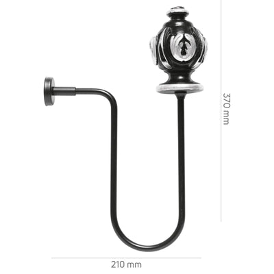 Curtain Tie Back Holder - Black Silver Distressed Metal - Antique
