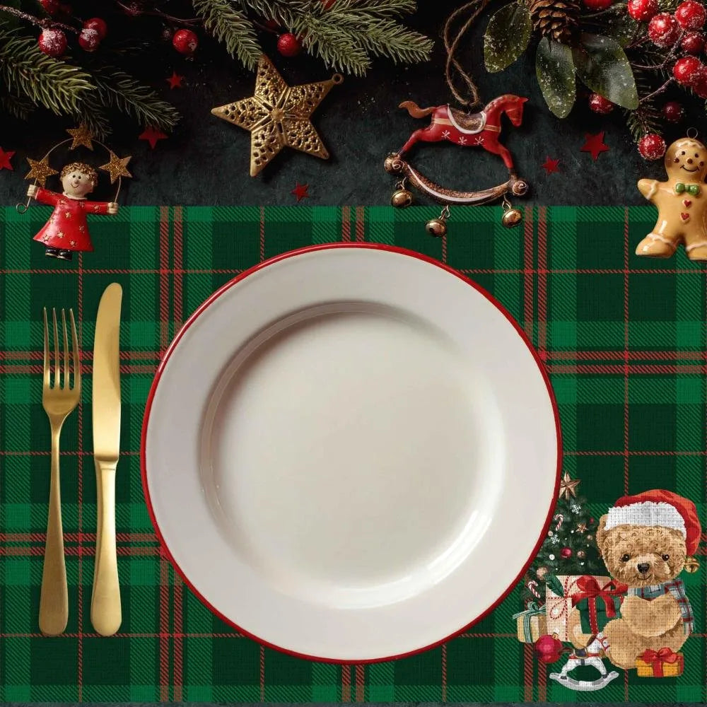 Santa Teddy Kumaş Amerikan Servis 4'lü Set 35X50CM