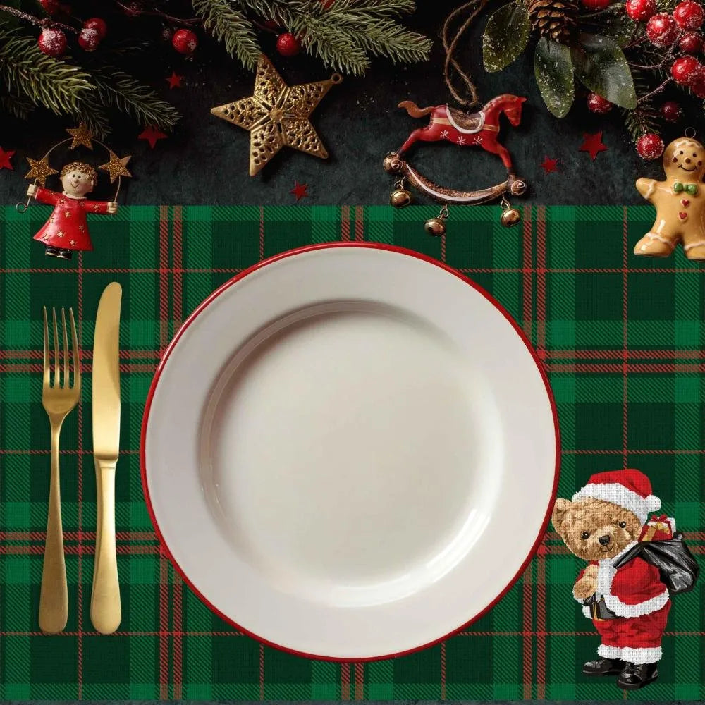 Santa Teddy Kumaş Amerikan Servis 4'lü Set 35X50CM