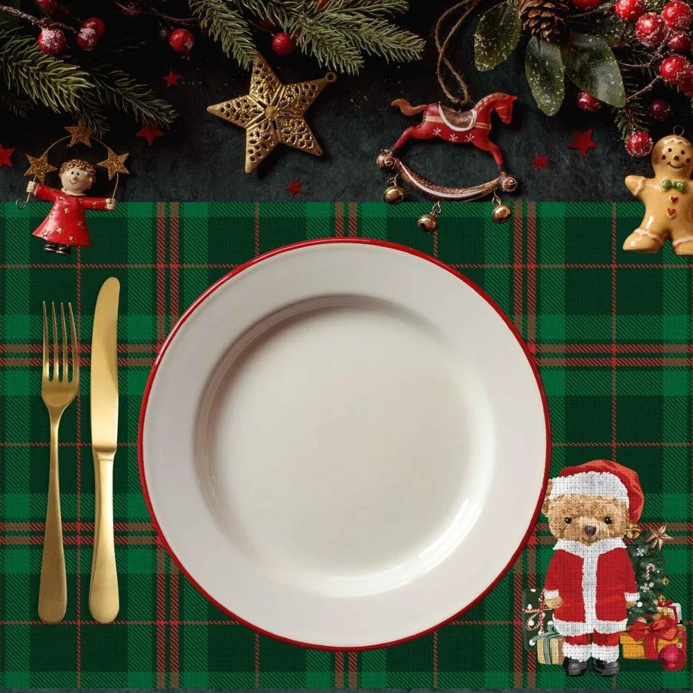Santa Teddy Kumaş Amerikan Servis 4'lü Set 35X50CM