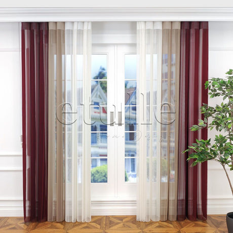 Santiago - Striped Vertical Tulle Curtain