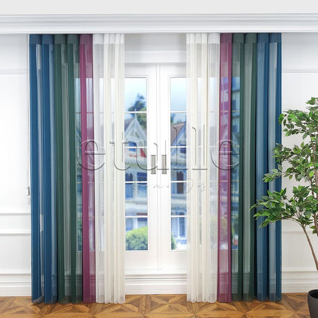 Sarah - Striped Vertical Tulle Curtain