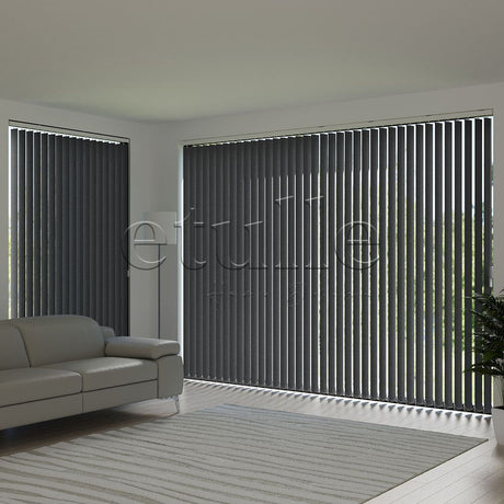 Black Plain Fabric Vertical Blinds | Larissa