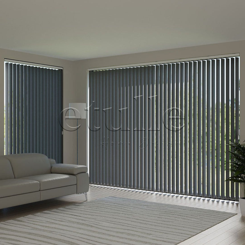 Black Plain Fabric Vertical Blinds | Luca