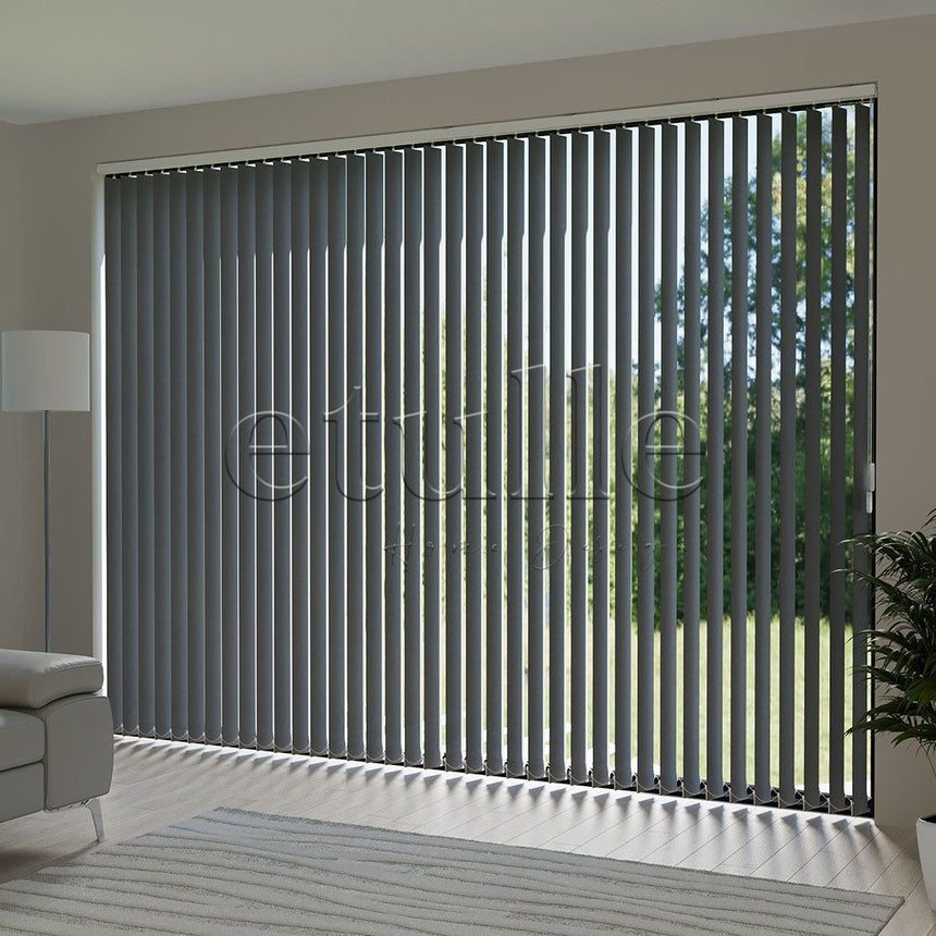 Black Plain Fabric Vertical Blinds | Luca