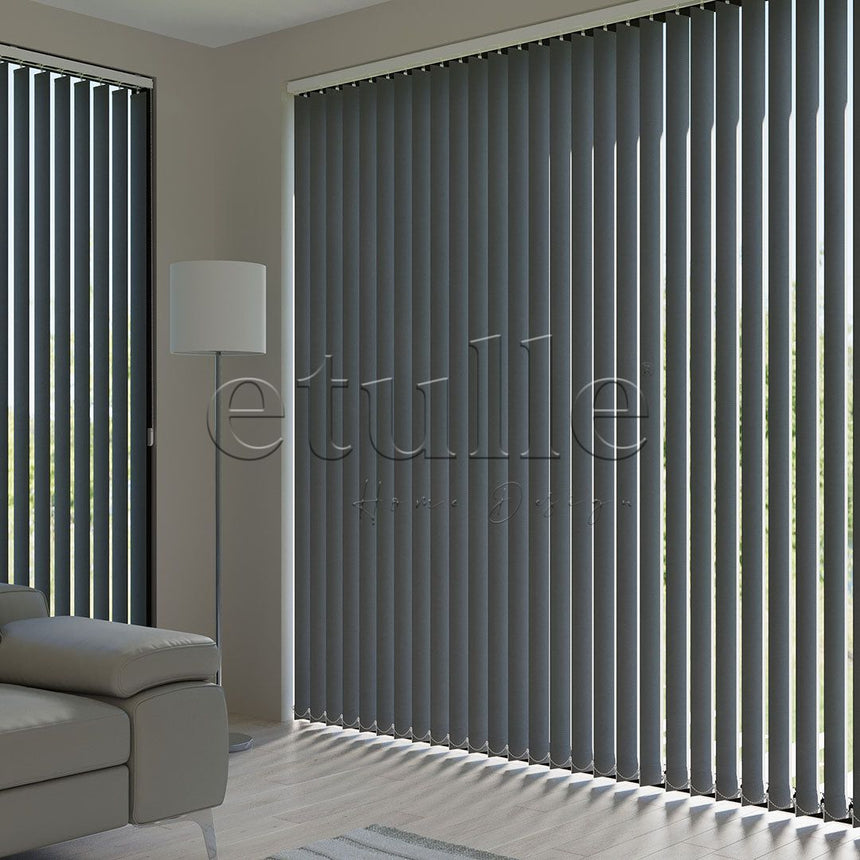 Black Plain Fabric Vertical Blinds | Luca