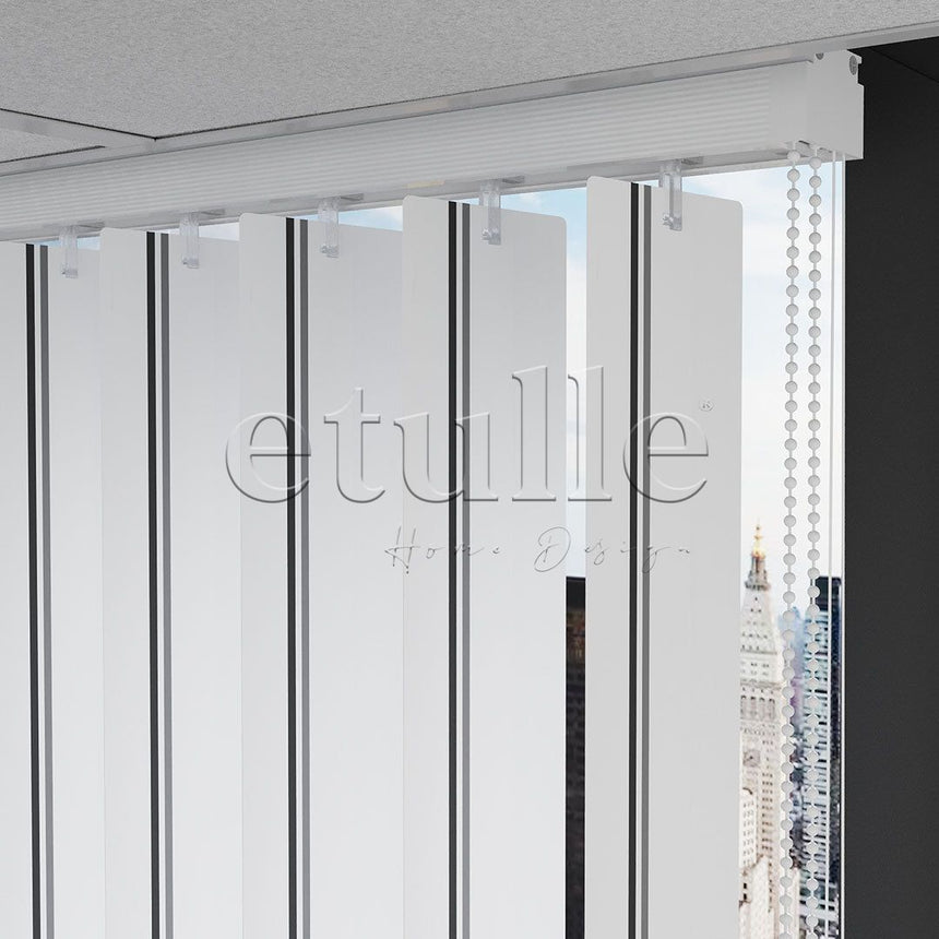 Black - Gray Striped PVC Vertical Blinds