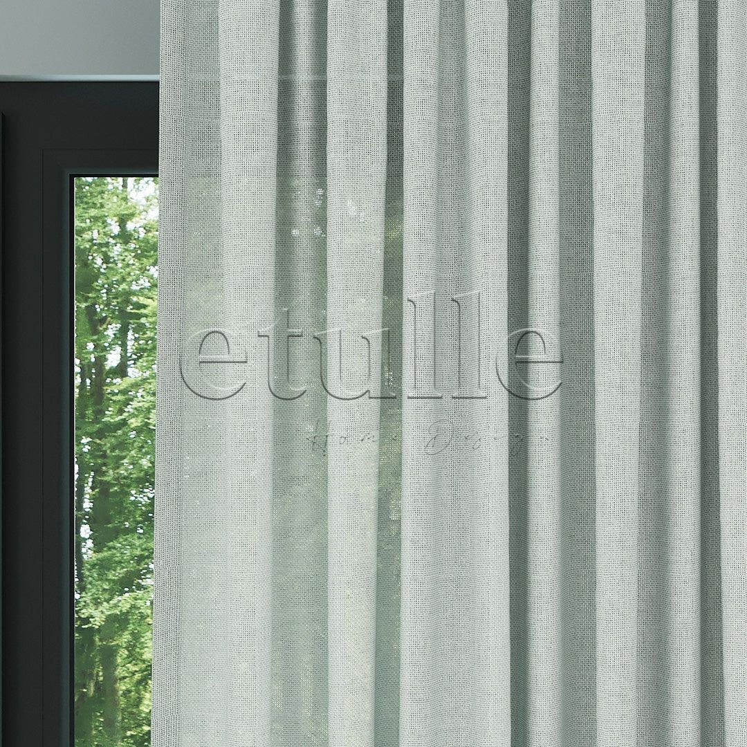 Aqua Green Shiny Plain Textured Tulle Curtain | Jasper