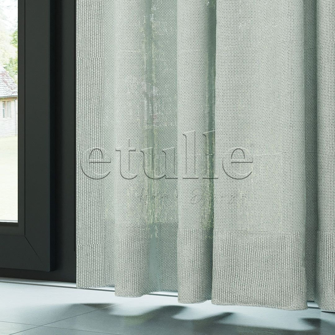 Aqua Green Shiny Plain Textured Tulle Curtain | Jasper