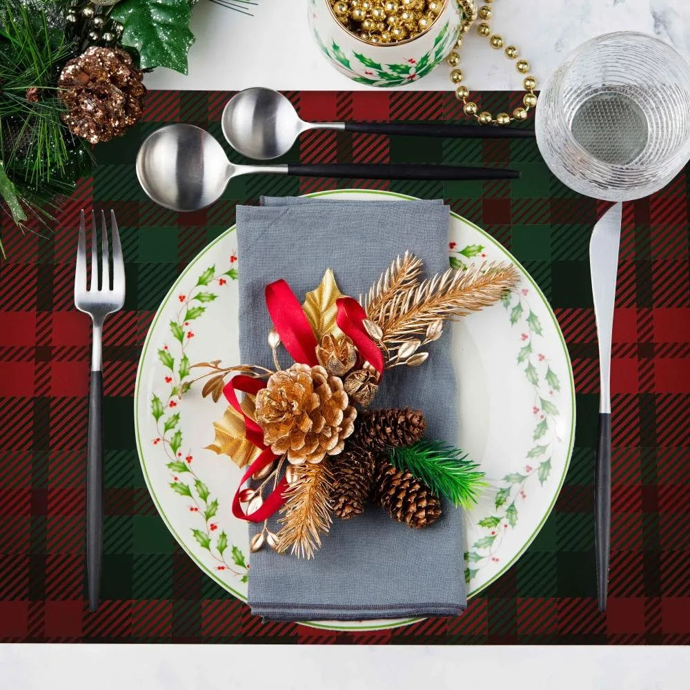 Tartan Geyiği Kumaş Amerikan Servis 4'lü Set 50X35CM