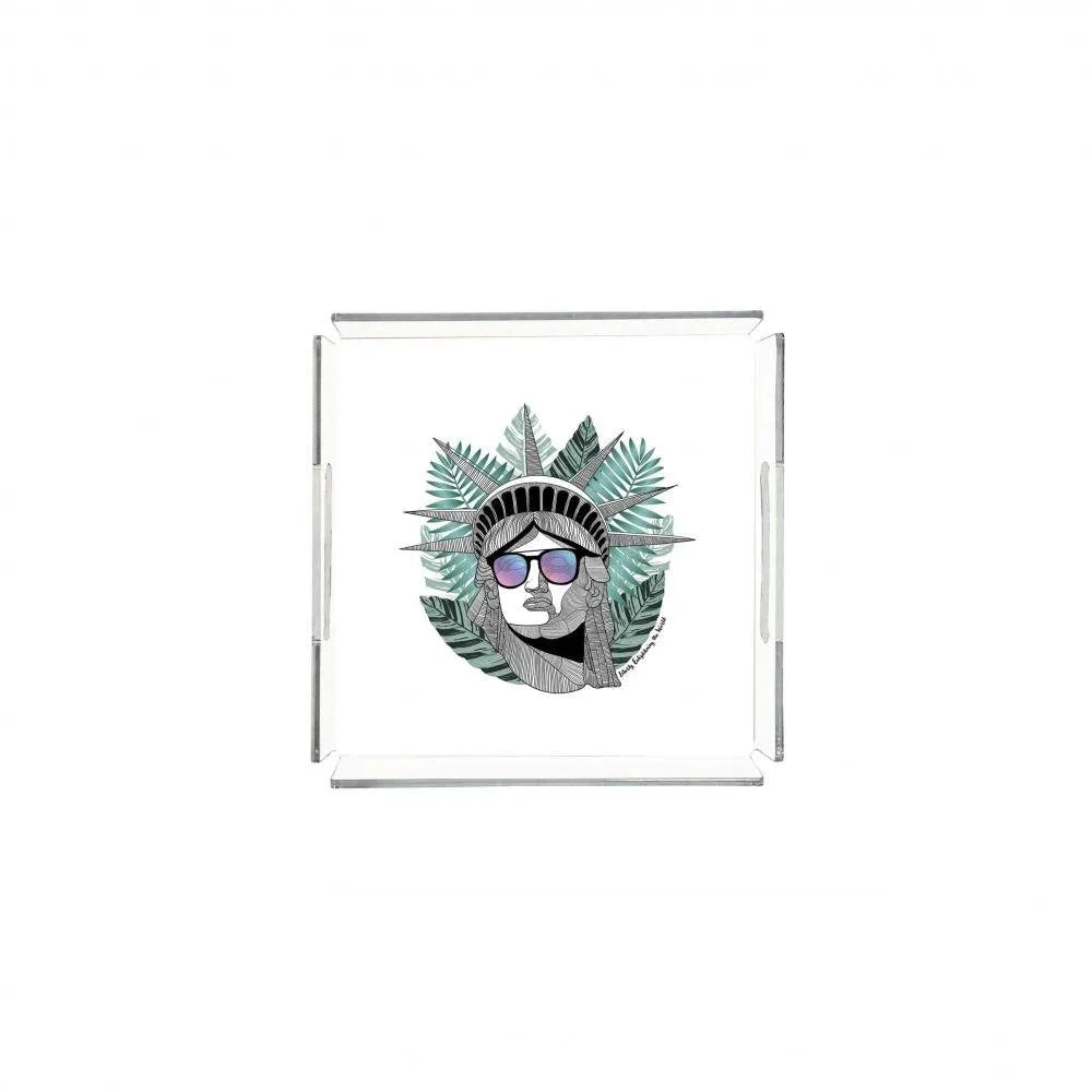 The Statue Of Liberty Pleksi Tepsi - PT2133 - 25x25cm