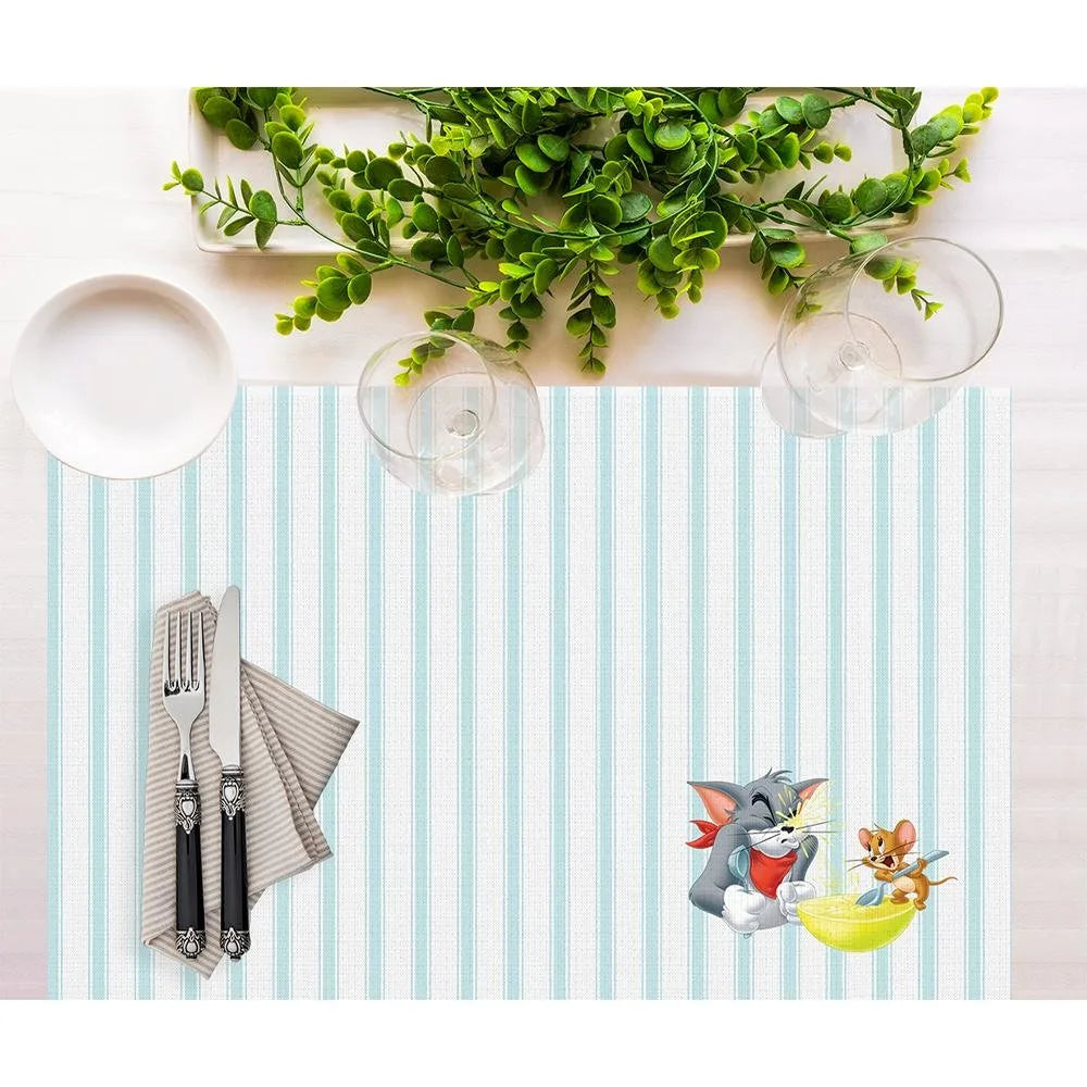 Tom And Jerry Striped Kumaş Amerikan Servis 4'lü Set 35X50CM