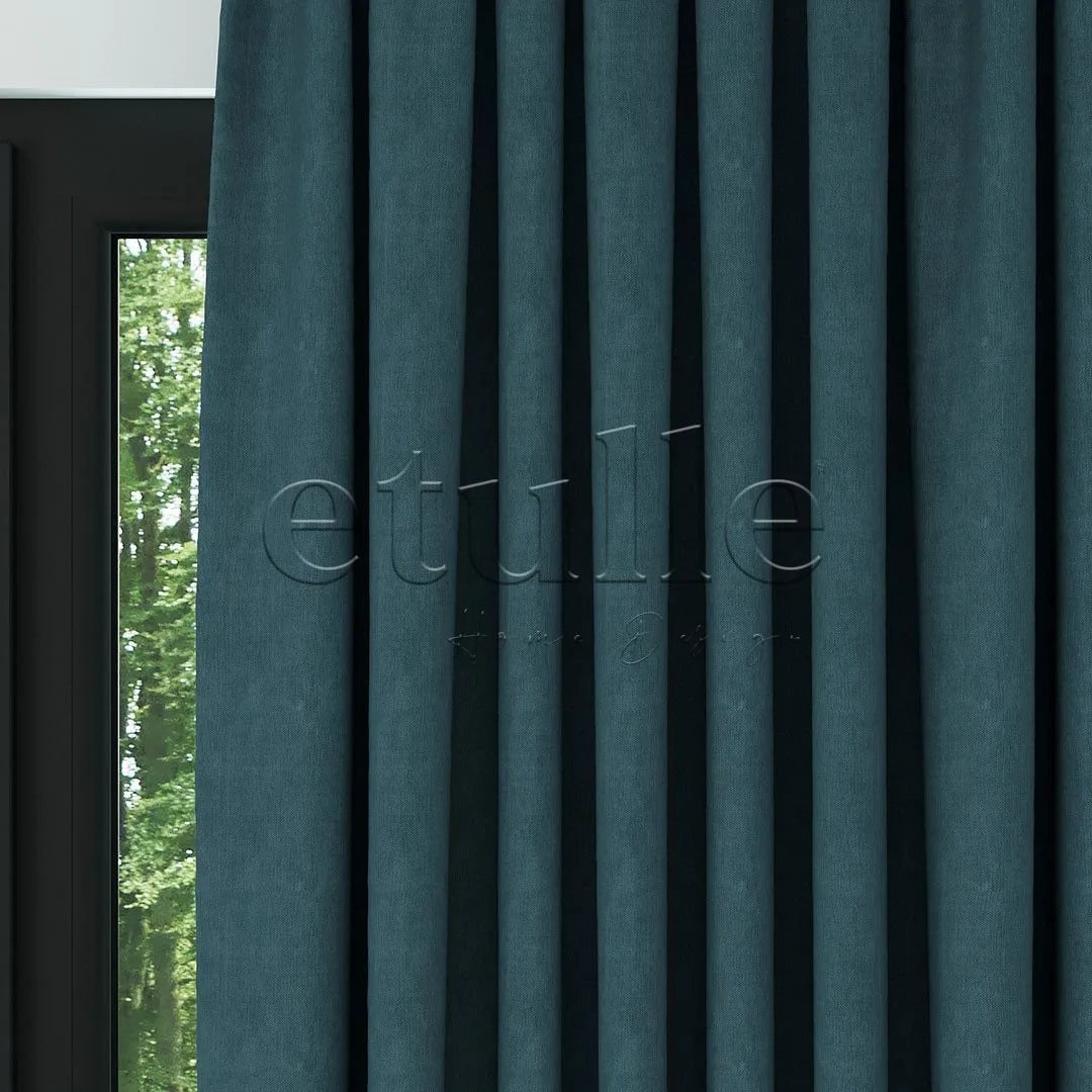 Turkuaz Naturel Keten Fon Perde | Casual