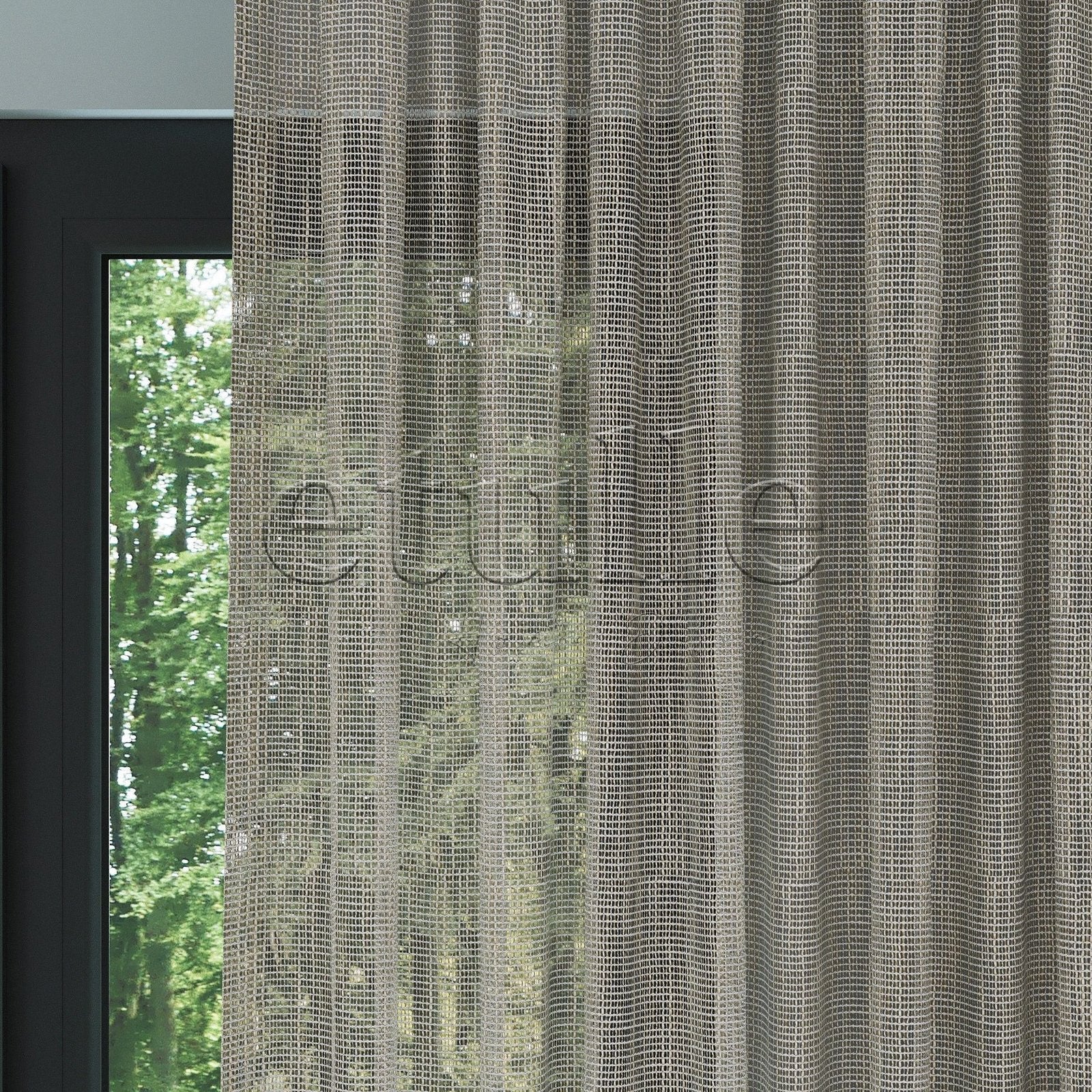 Mink Mesh Base Thick Linen Effect Plain Tulle Curtain | Minos