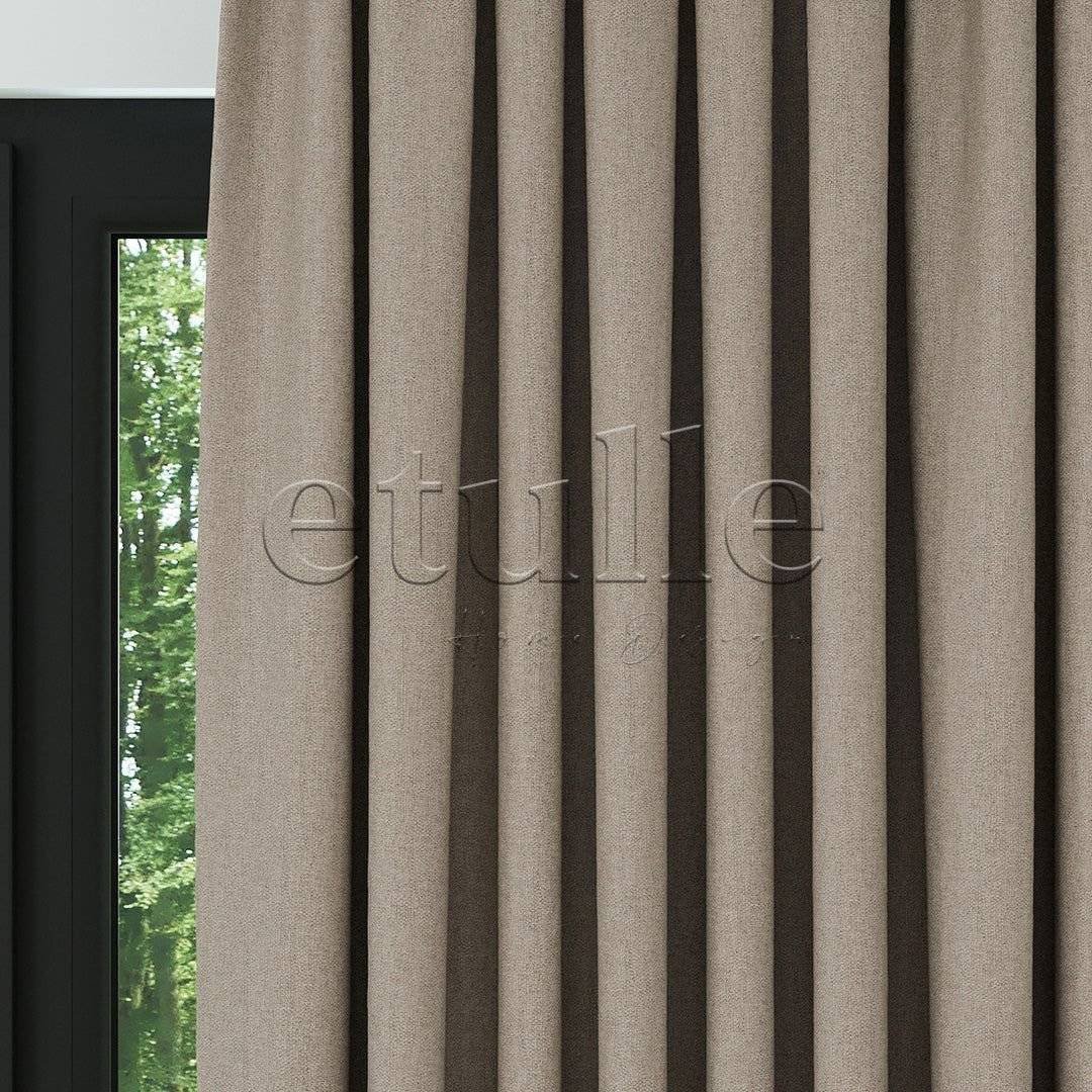 Mink Wicker Linen Blackout Curtain | Bonita