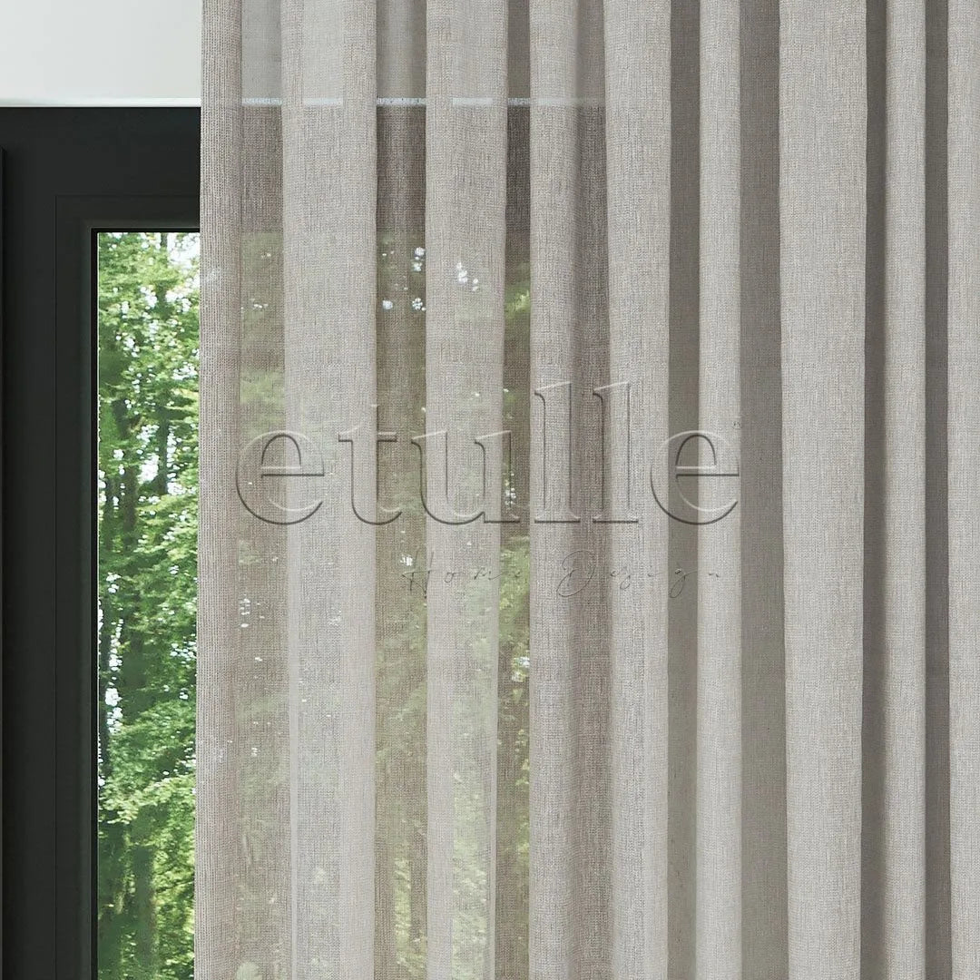 Vizon Naturel Soft Keten Düz Tül Perde | Sumba