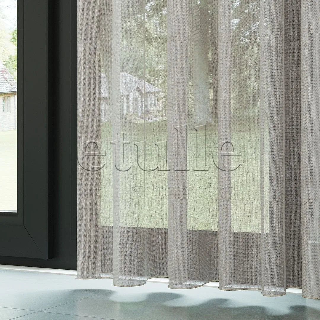 Vizon Naturel Soft Keten Düz Tül Perde | Sumba