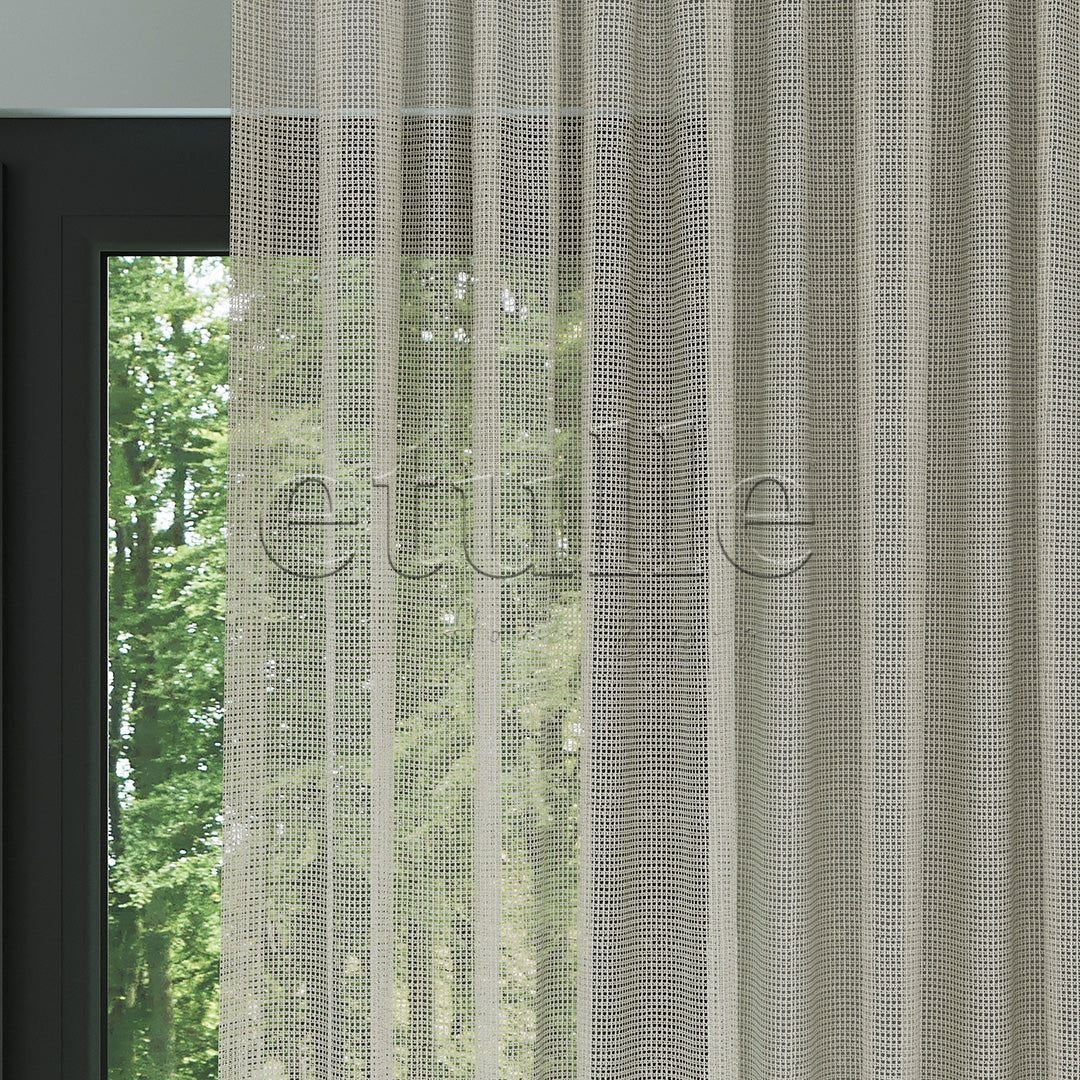 Mink Knitted Mesh Square Ground Plain Tulle Curtain | Inessa