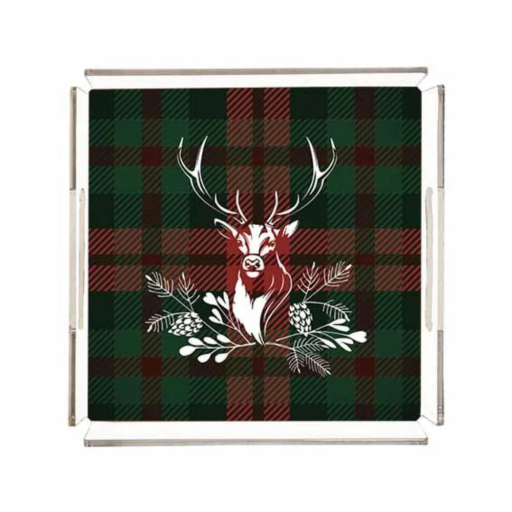 Tartan Geyiği Pleksi Tepsi 25X25CM