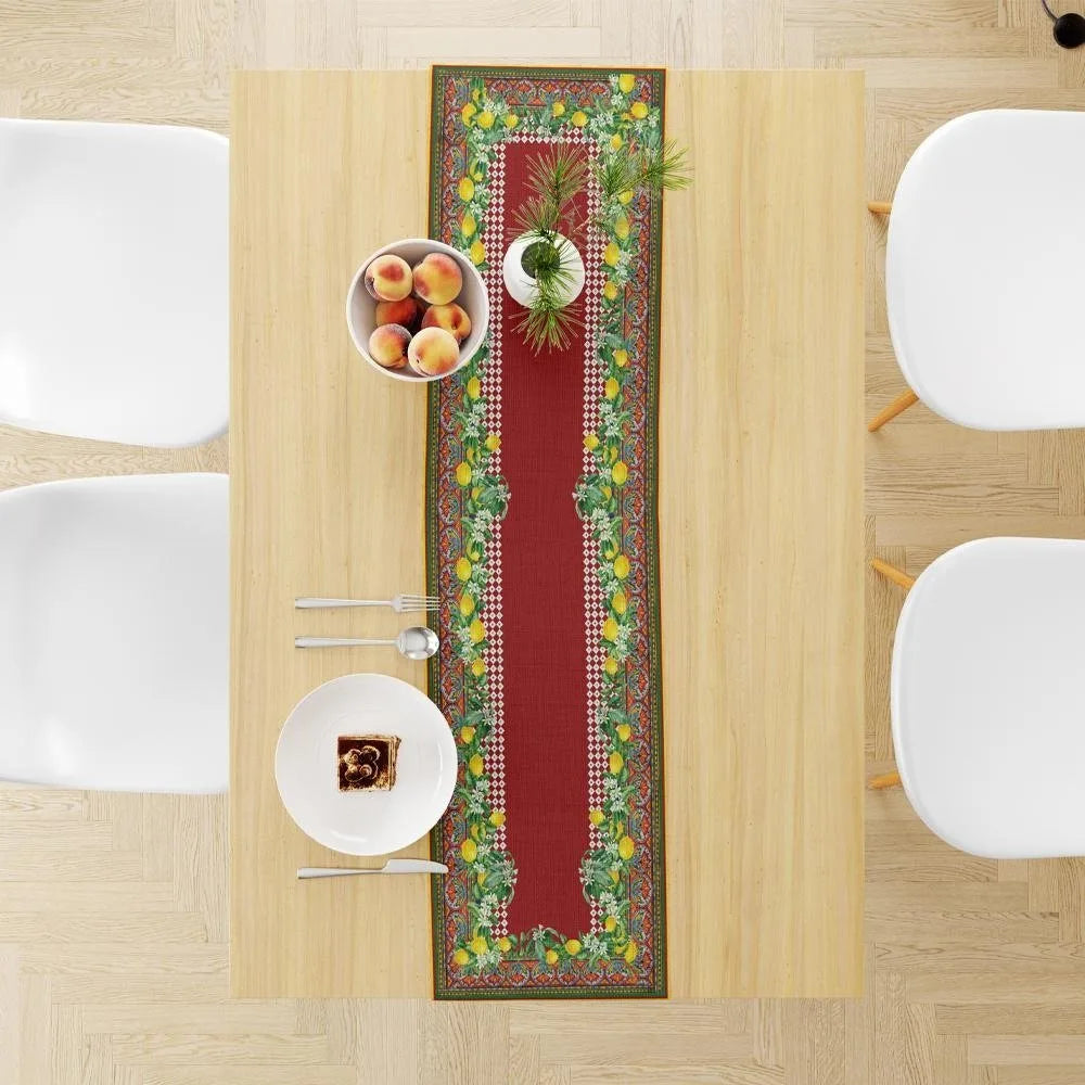 Renkli Limon Desenli Runner 140x45CM