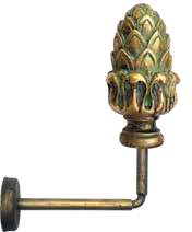 Yeşil Patinalı Kozalak Topuzlu Pipo Renso – Fon Perde Bağlama Aparatı ve Perde Tutucu